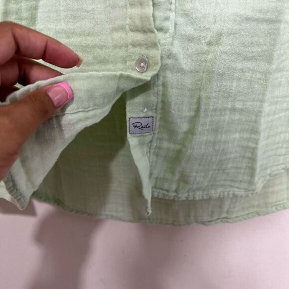 Rails x Revolve Ellis Gauze Mint Green Button Down Small Women - Picture 5 of 10